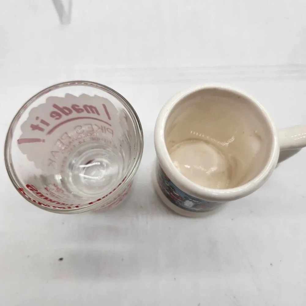 Set of 2 PIkes Peak CO Shot Glasses Colorado Summit House Air Force Academy